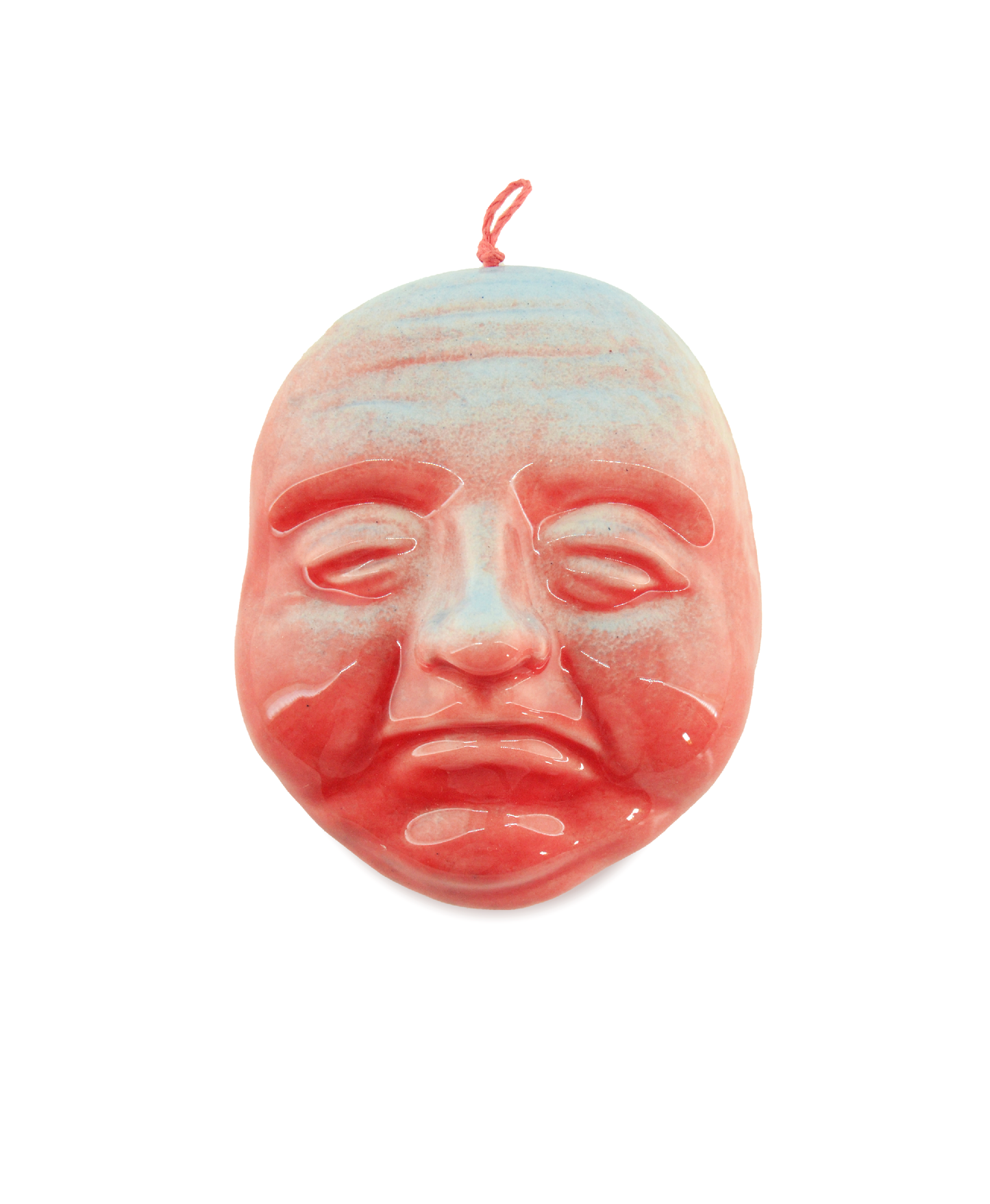 faccina azzurro e rosso decorazione da parete in ceramica macula