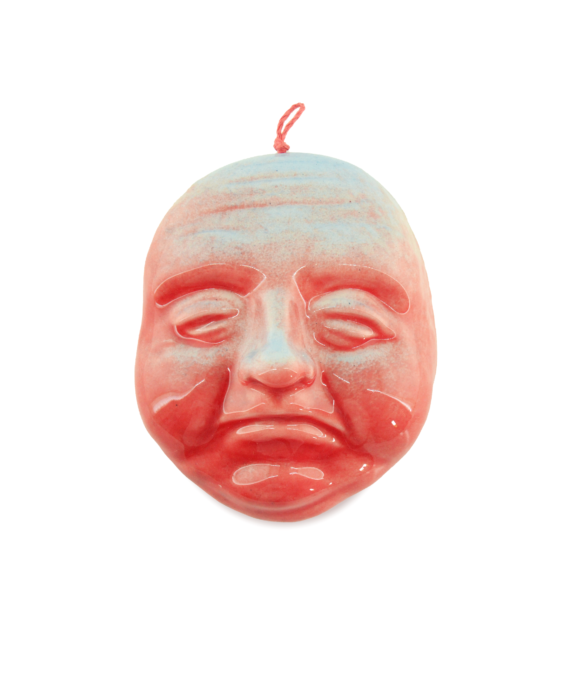 faccina azzurro e rosso decorazione da parete in ceramica macula