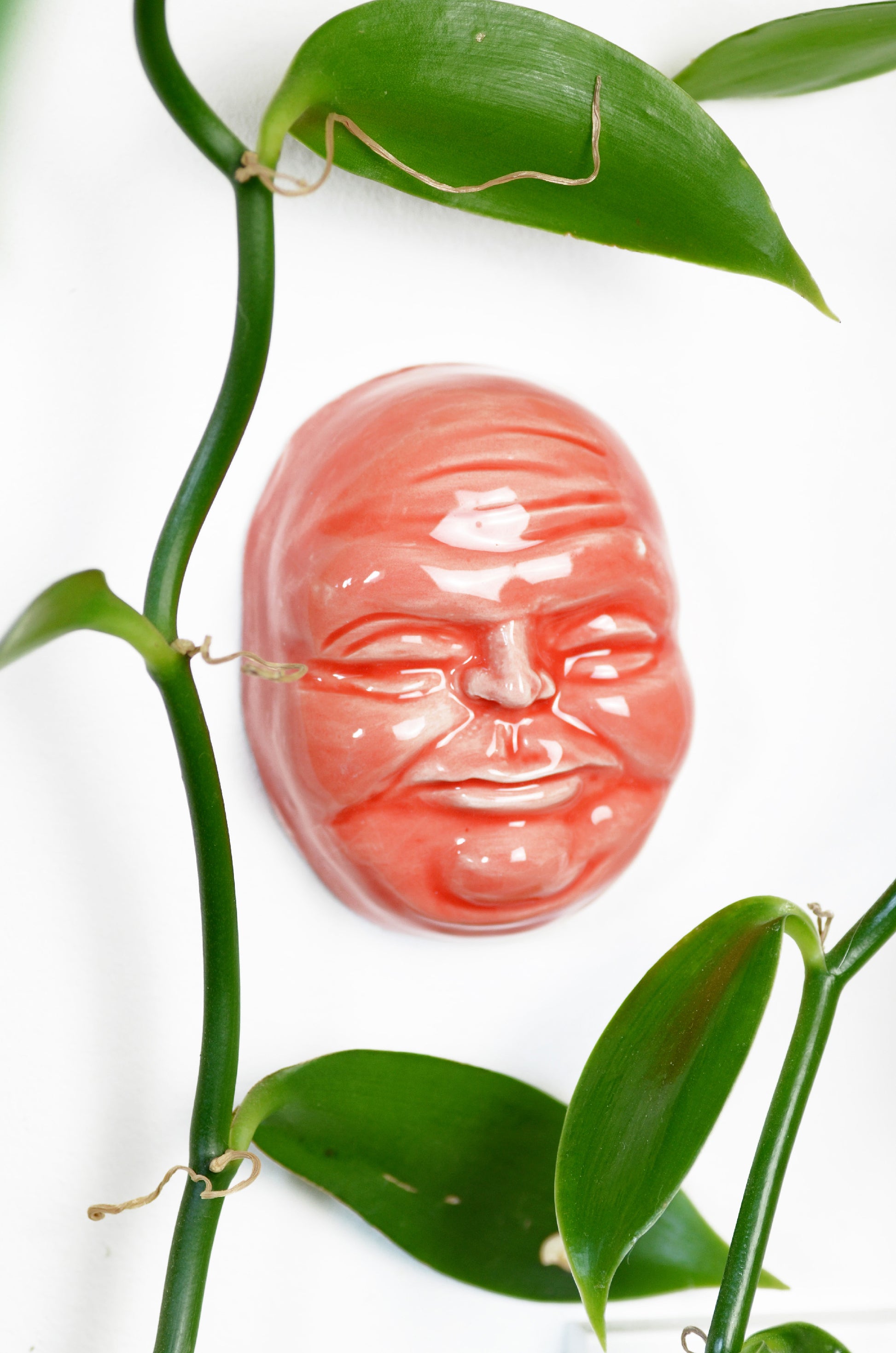 faccina rosso corallo decorazione da parete in ceramica macula