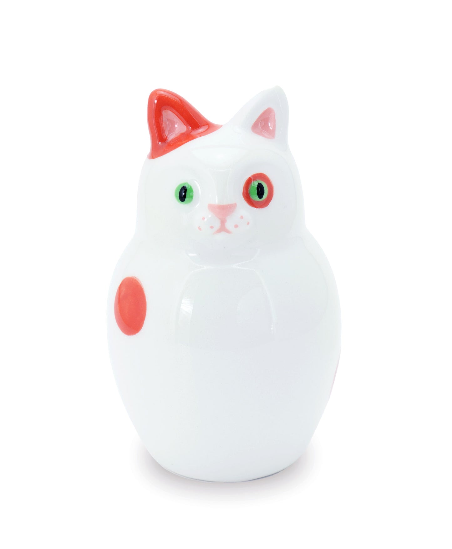 gattino bianco con pois rosa vaso in ceramica macula