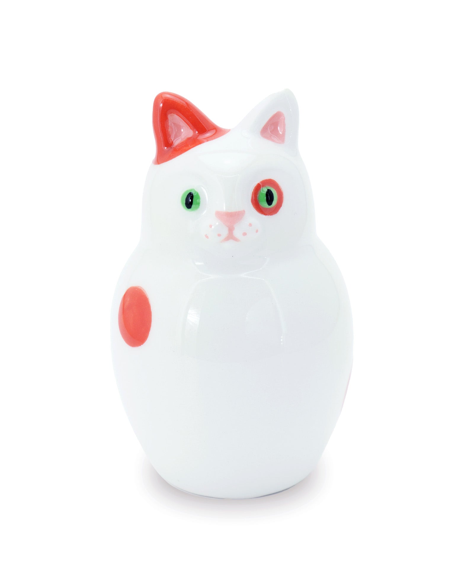 gattino bianco con pois rosa vaso in ceramica macula