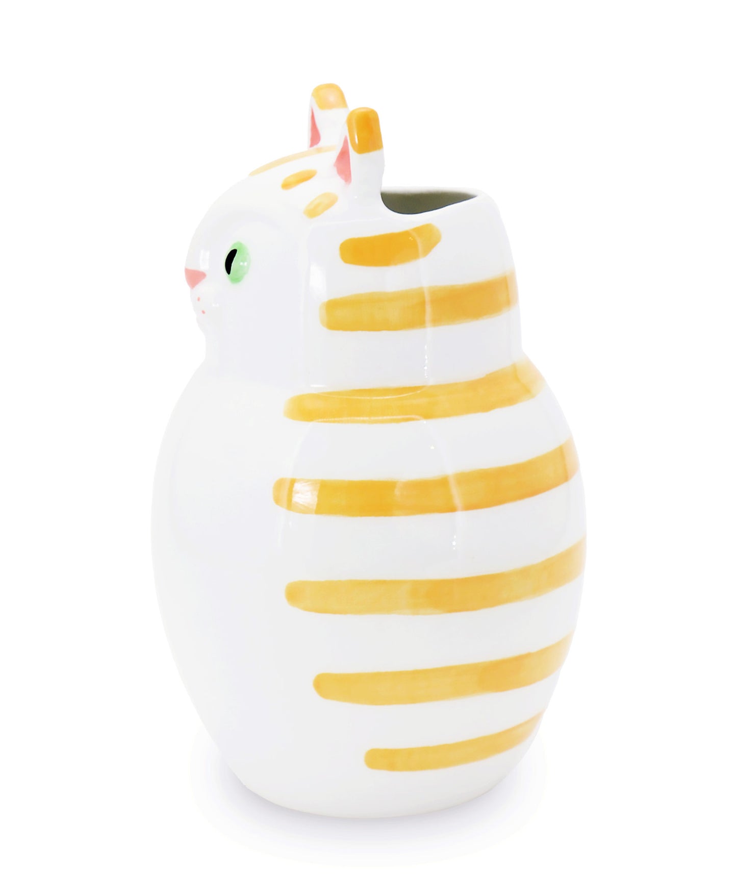 gattone tigrato arancio vaso in ceramica macula