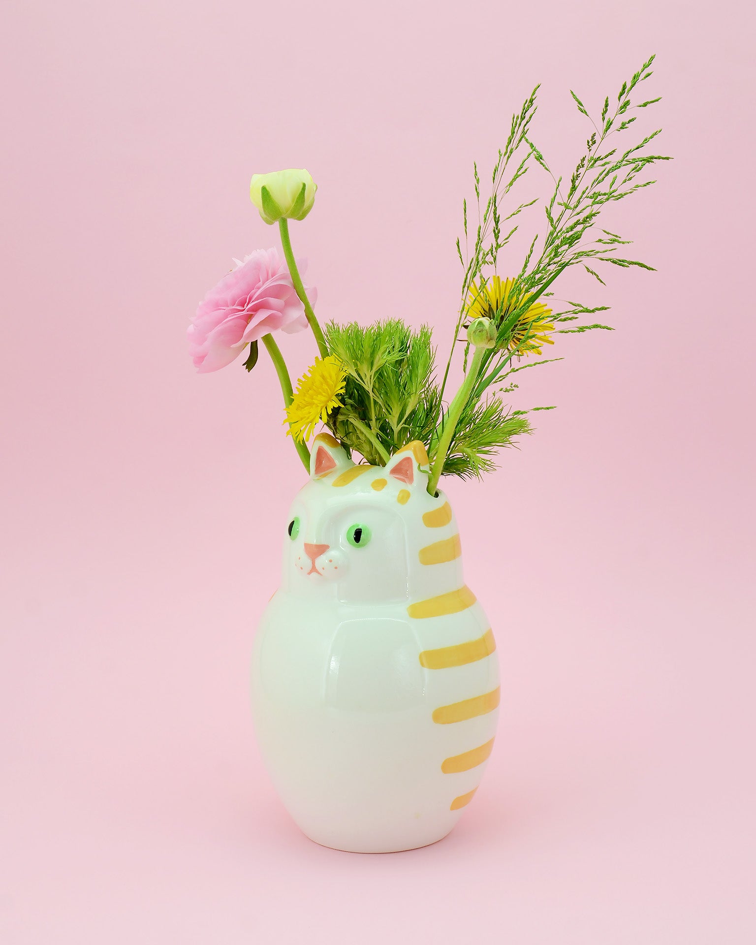 gattone tigrato arancio vaso in ceramica macula