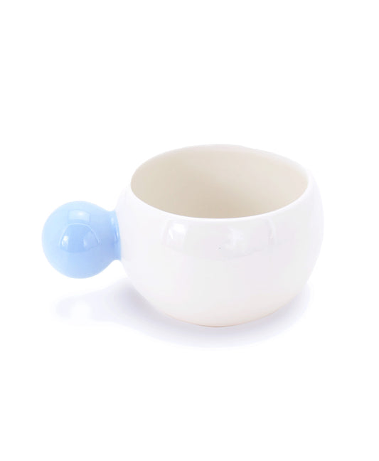 tazza bianca con manico a palla azzurra ceramica macula