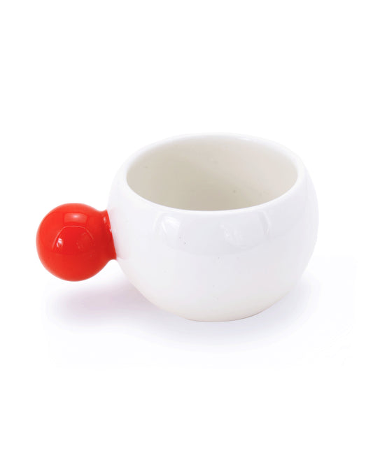 tazza bianca con manico a palla rossa ceramica macula