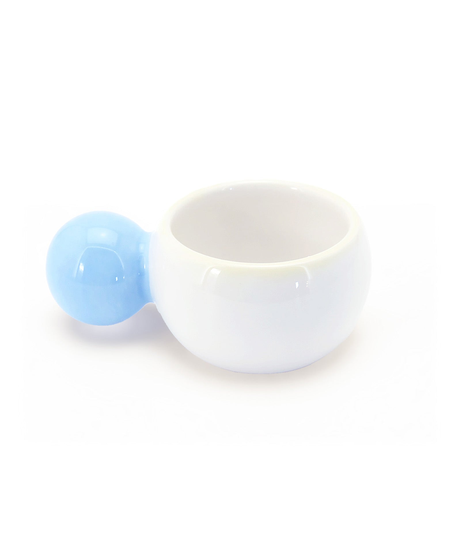 tazzina bianca con manico a palla azzurro ceramica macula