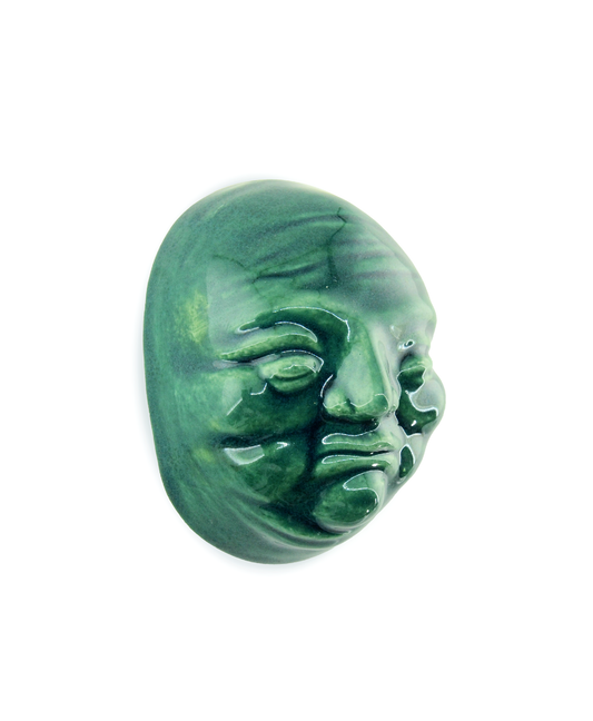 faccina verde scuro decorazione da parete in ceramica macula