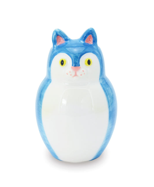 gattino blu vaso in ceramica macula