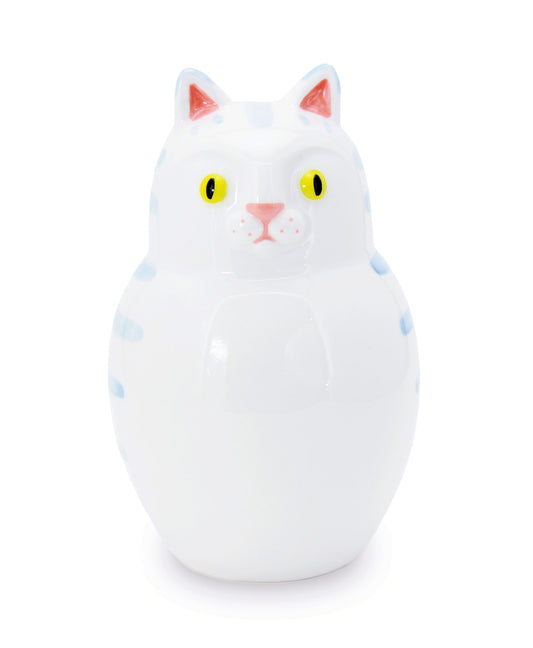 gattone tigrato azzurro vaso in ceramica macula