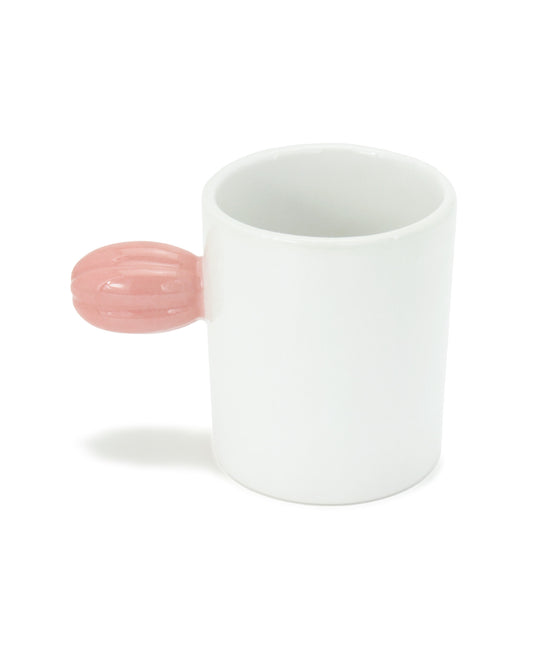 tazza mug bianca con pomello fiore rosa ceramica macula