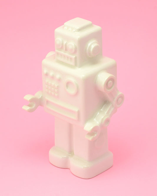 robot bianco scultura ceramica macula