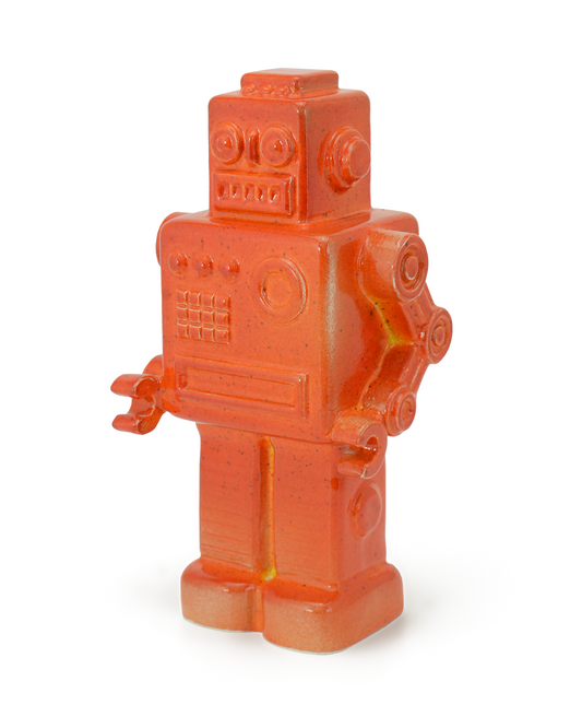 robot rosso scultura ceramica macula