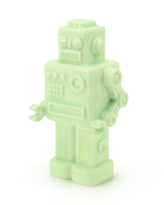 robot verde scultura ceramica macula