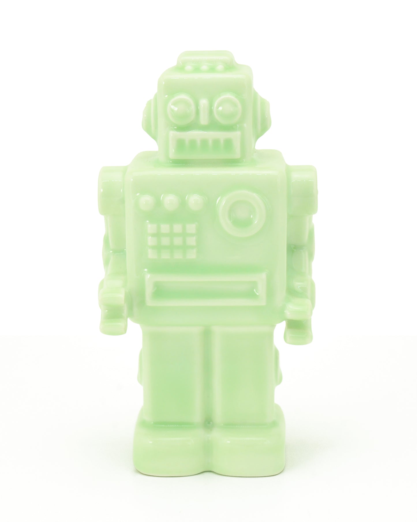 robot verde scultura ceramica macula