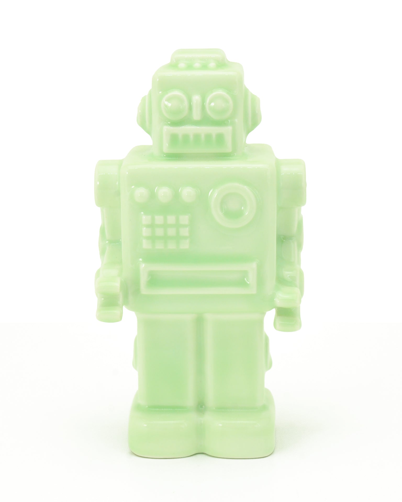 robot verde scultura ceramica macula