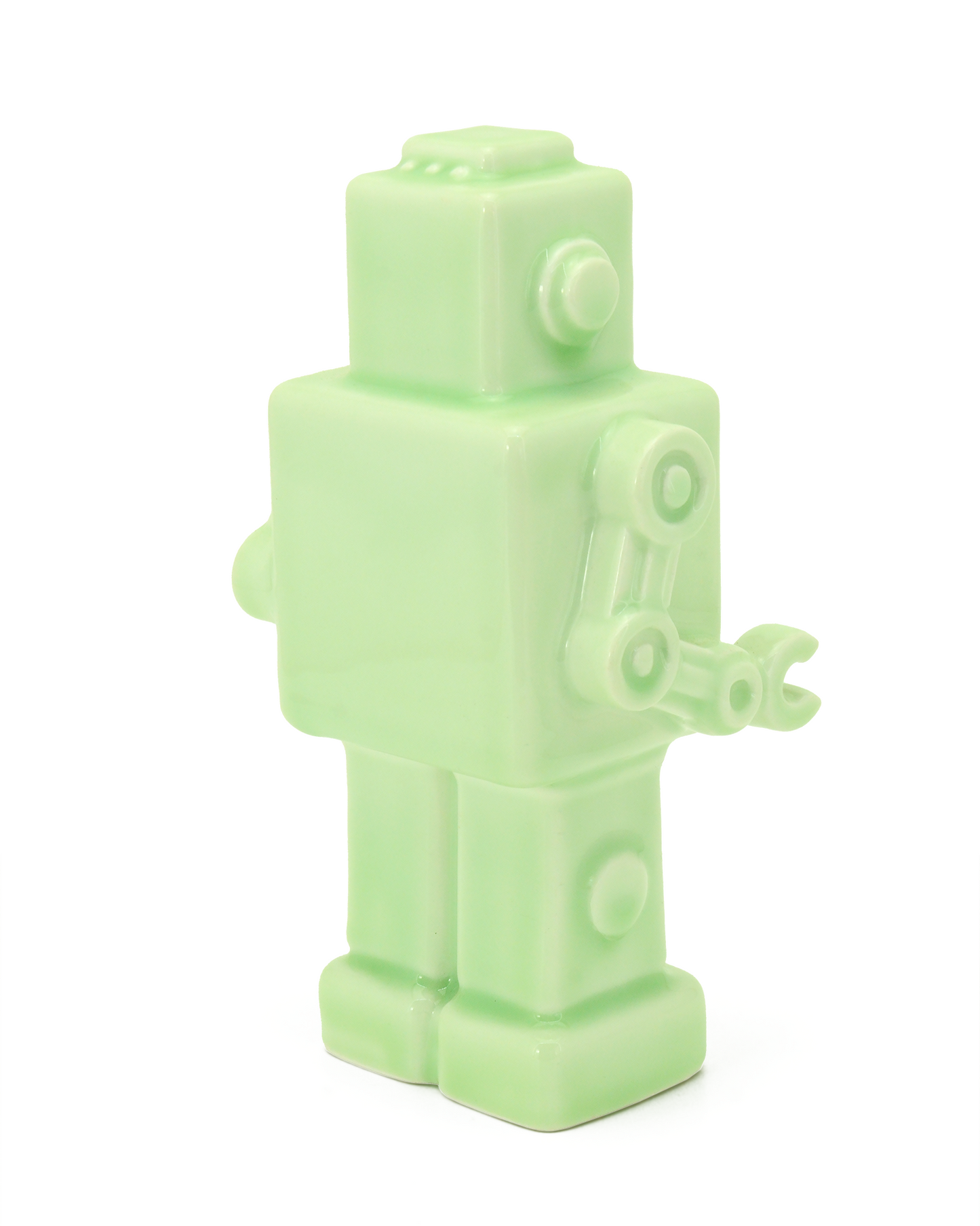 robot verde scultura ceramica macula
