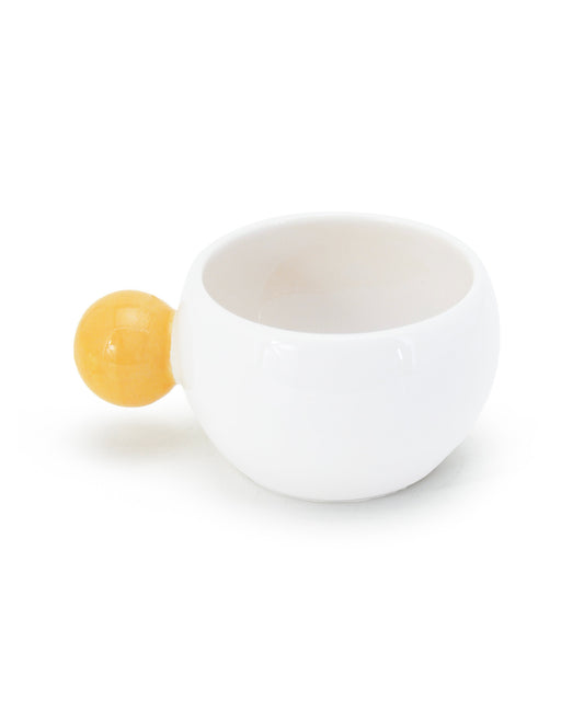 tazza bianca con manico a palla arancio ceramica macula