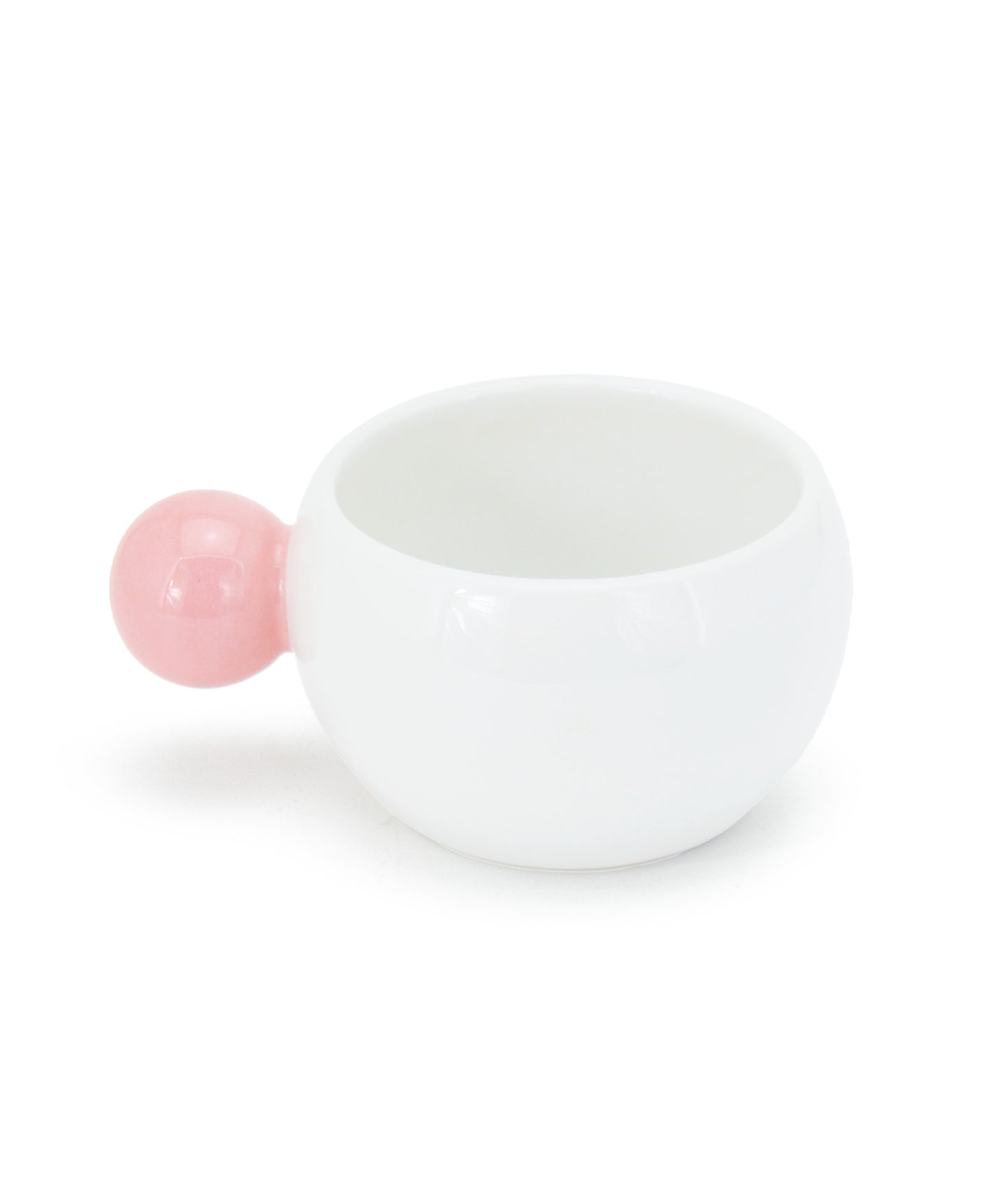 tazza bianca con manico a palla rosa ceramica macula